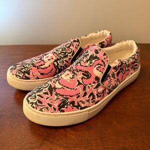 Lilly Pulitzer Julie Slip-On Sneakers Hanging With My Boo Size 9 Pink Palm